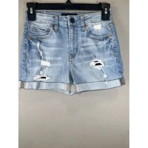 Aeropostale Shorts Women 0 Midi Blue Denim Distressed Cuffed Jean Summer Beach